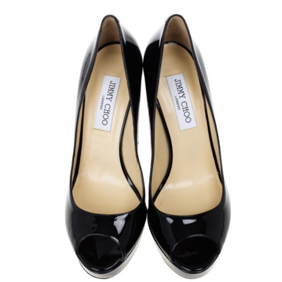 SOLD Jimmy Choo | Crown Peep Toe Platform Patent - Picture 9 of 16